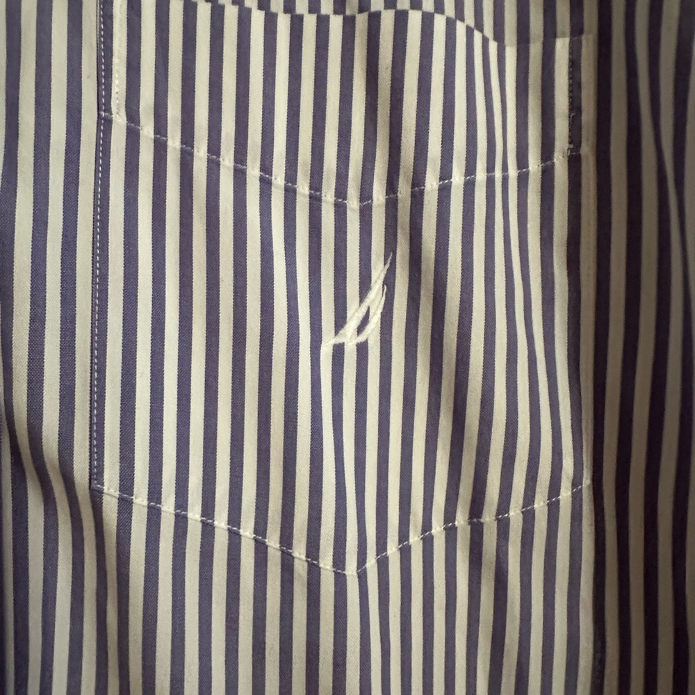 NAUTICA - MERCERIZED COTTON CLASSIC BUTTON DOWN Long Sleeve Men’s M, Striped EUC - Picture 5 of 10